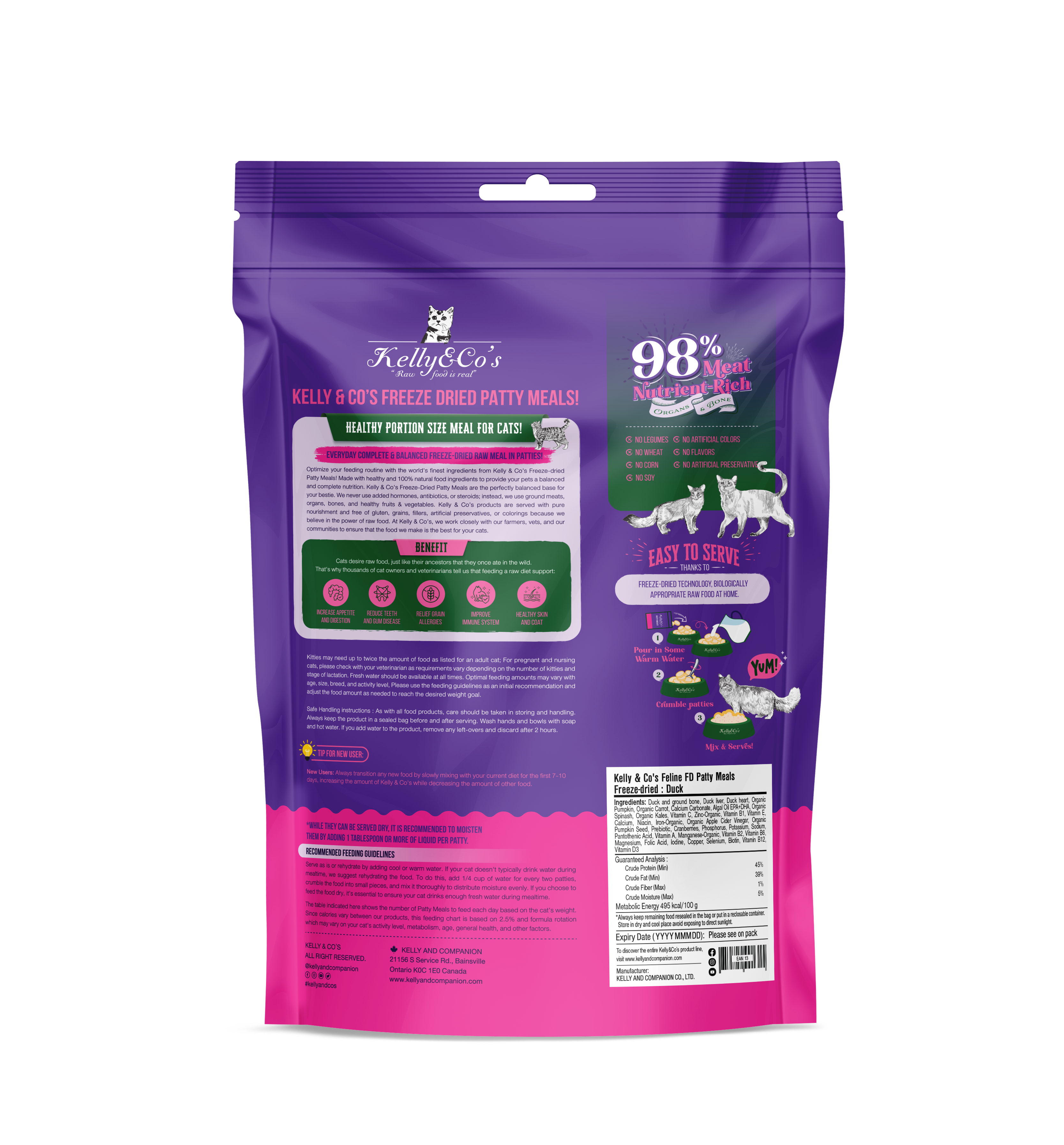 Kelly & Co’s Feline Patty Meals Duck Formula