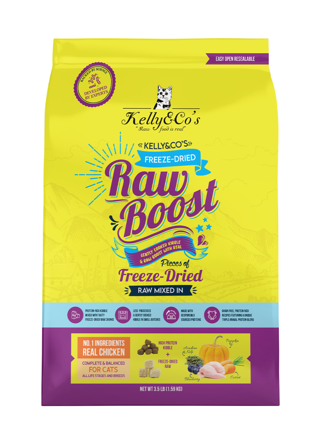 Kelly & Co's Grain-free Raw Boost Chicken and Salmon Flavour for Cat