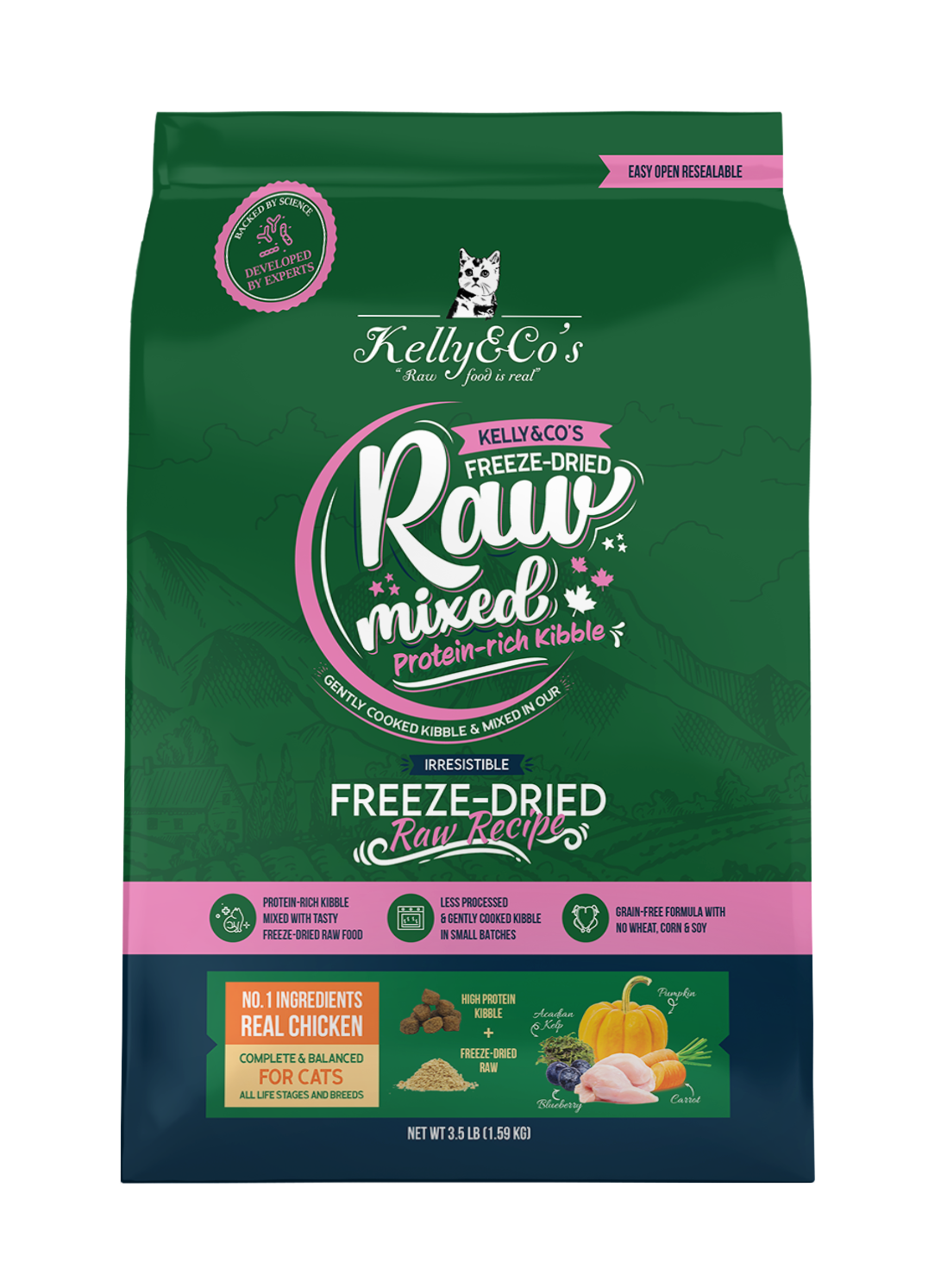 Kelly & Co's Freeze-Dried Raw Mixed Chicken Kibbles Dry Cat Food