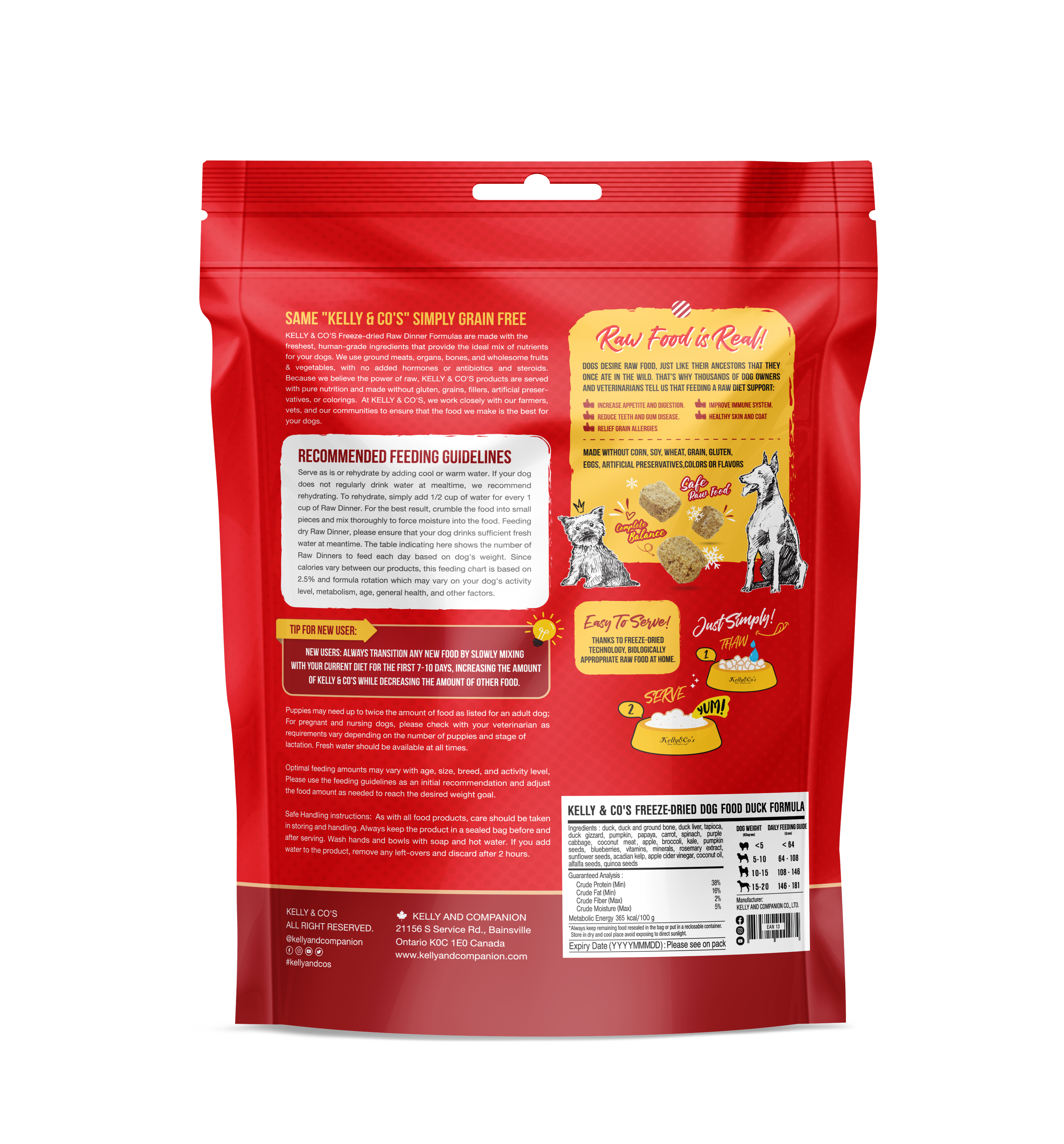 Kelly & Co's Freeze Dried Raw Dinner Duck Formula