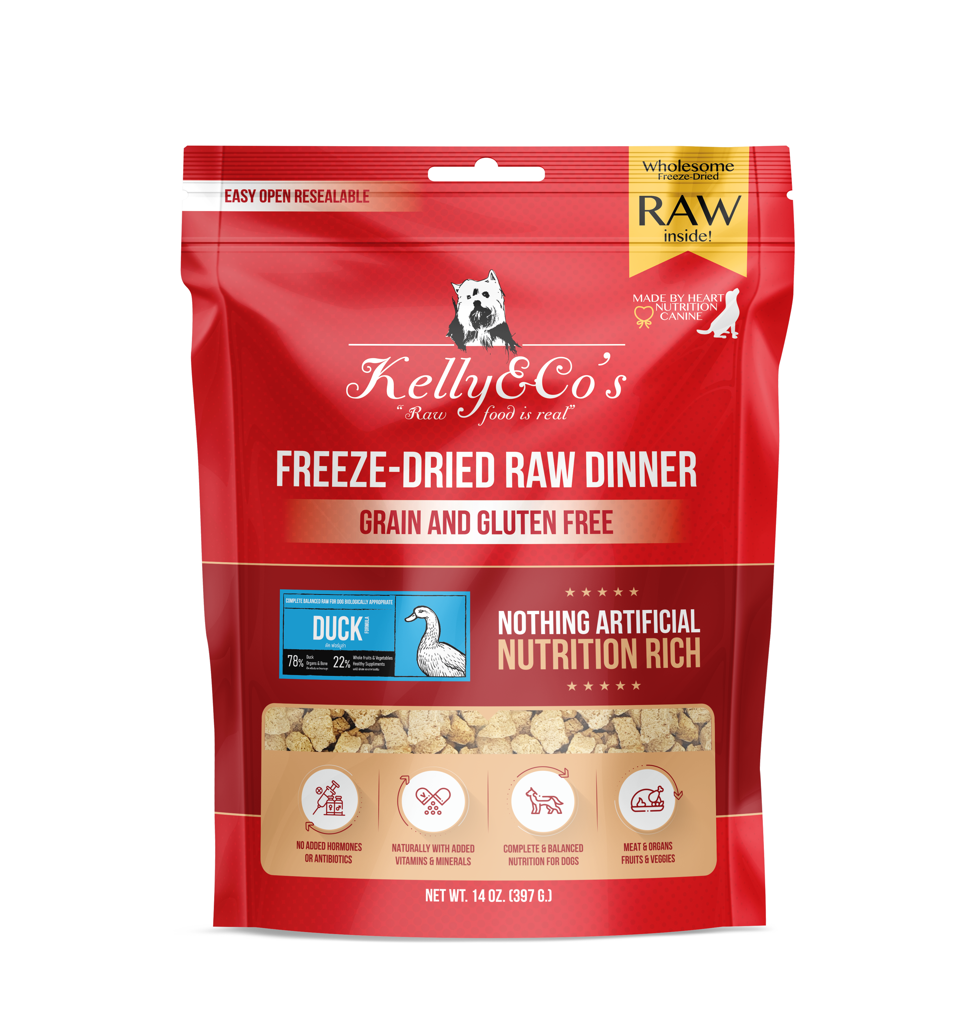 Kelly & Co's Freeze Dried Raw Dinner Duck Formula