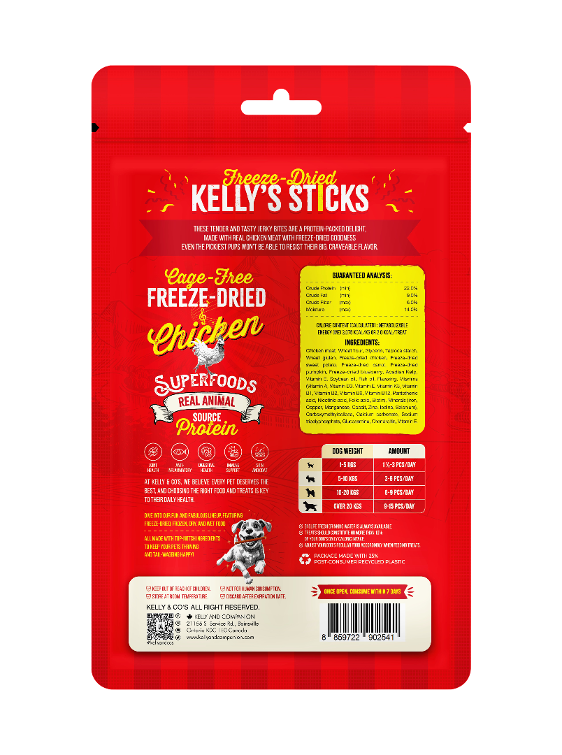 Kelly & Co's Freeze-Dried Stick Chicken Blueberry Flavor
